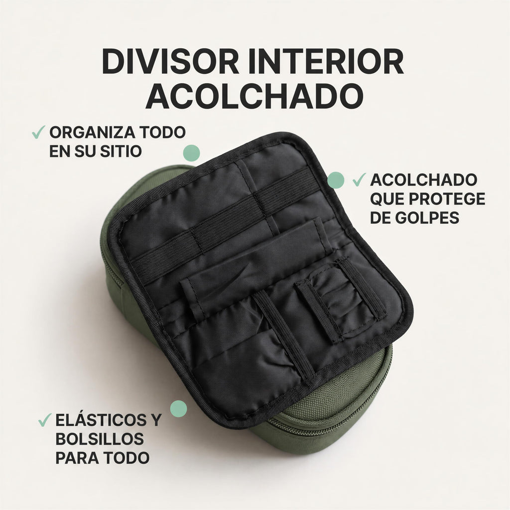 Divisor interior acolchado verde que organiza y protege de golpes