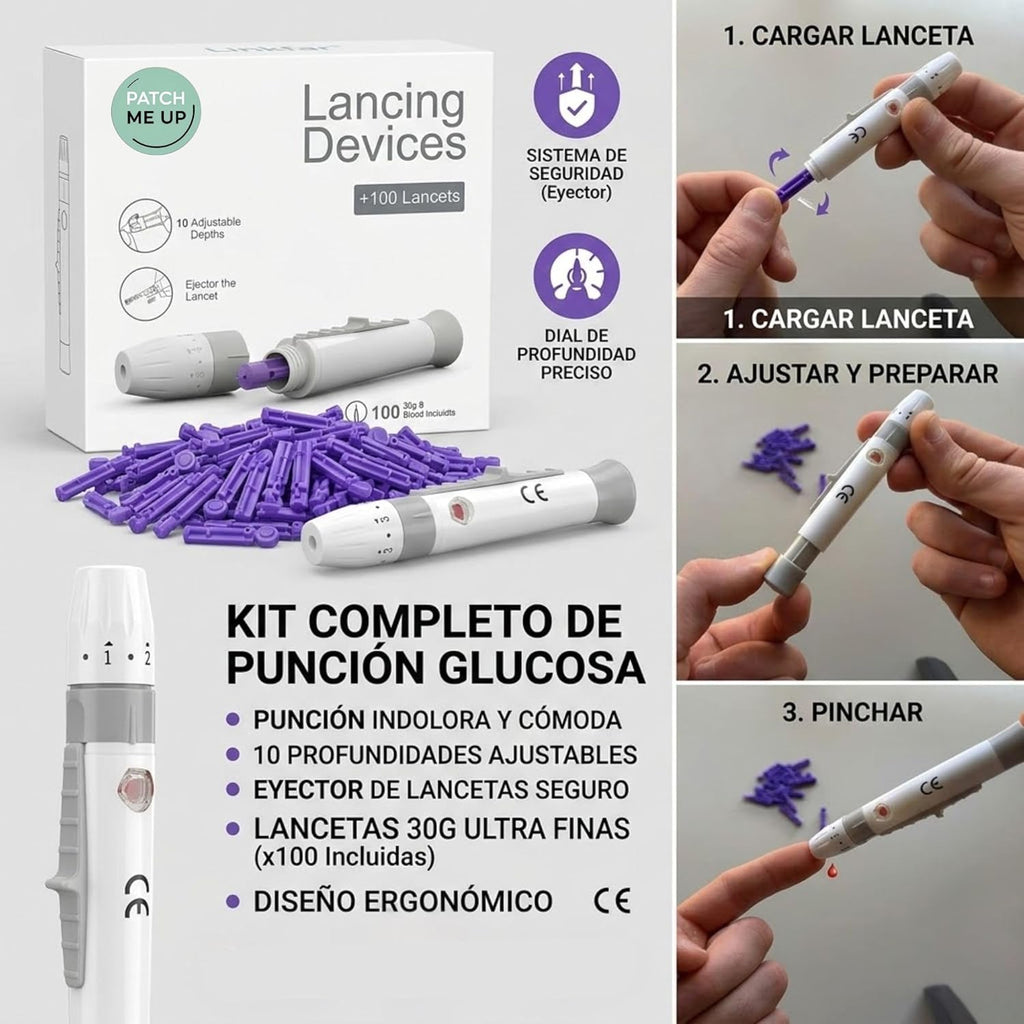 Dispositivo de Punción + 100 Lancetas 30G