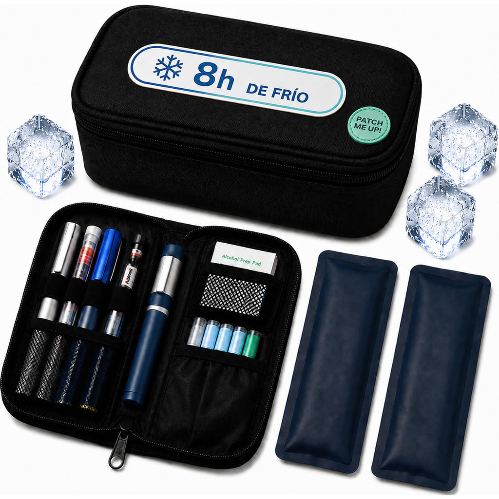 Estuche organizador para insulina con 2 geles, color negro, hasta 8 horas de frío