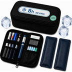 Estuche organizador para insulina con 2 geles, color negro, hasta 8 horas de frío