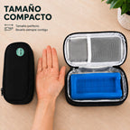 Nevera para insulina negra con bloque de hielo y funda de piel