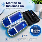 Estuche verde para insulina con bolsas de gel refrigerante, 2-8°