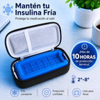Estuche negro para insulina con bloque de hielo, protección térmica 2-8°