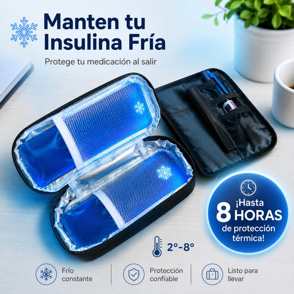 Estuche para insulina con bolsas de gel refrigerante, 2-8°