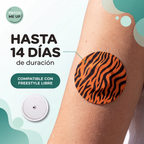 Parche animal print tigre en el brazo - hasta 14 días de duración, compatible con Freestyle Libre