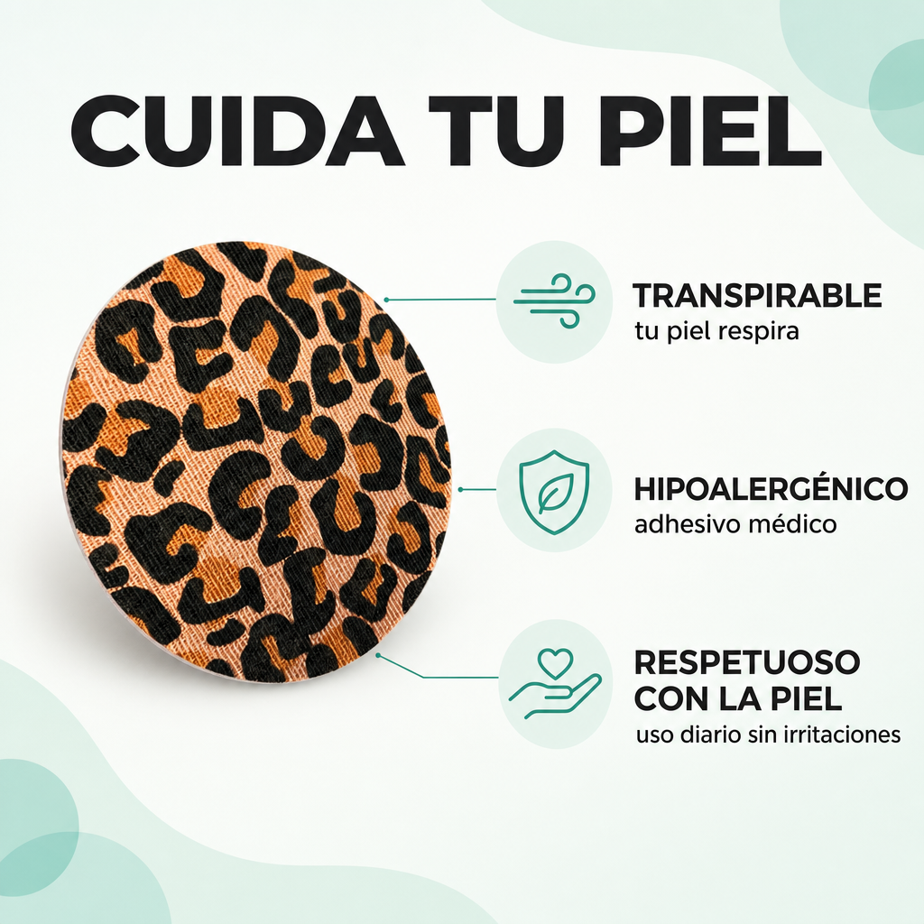Cuida tu piel: parche leopardo transpirable, hipoalergénico y respetuoso con la piel