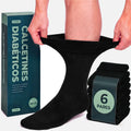 Calcetines para diabéticos Patch Me Up sin goma: el puño se estira con las dos manos sin apretar, caja de 6 pares en negro