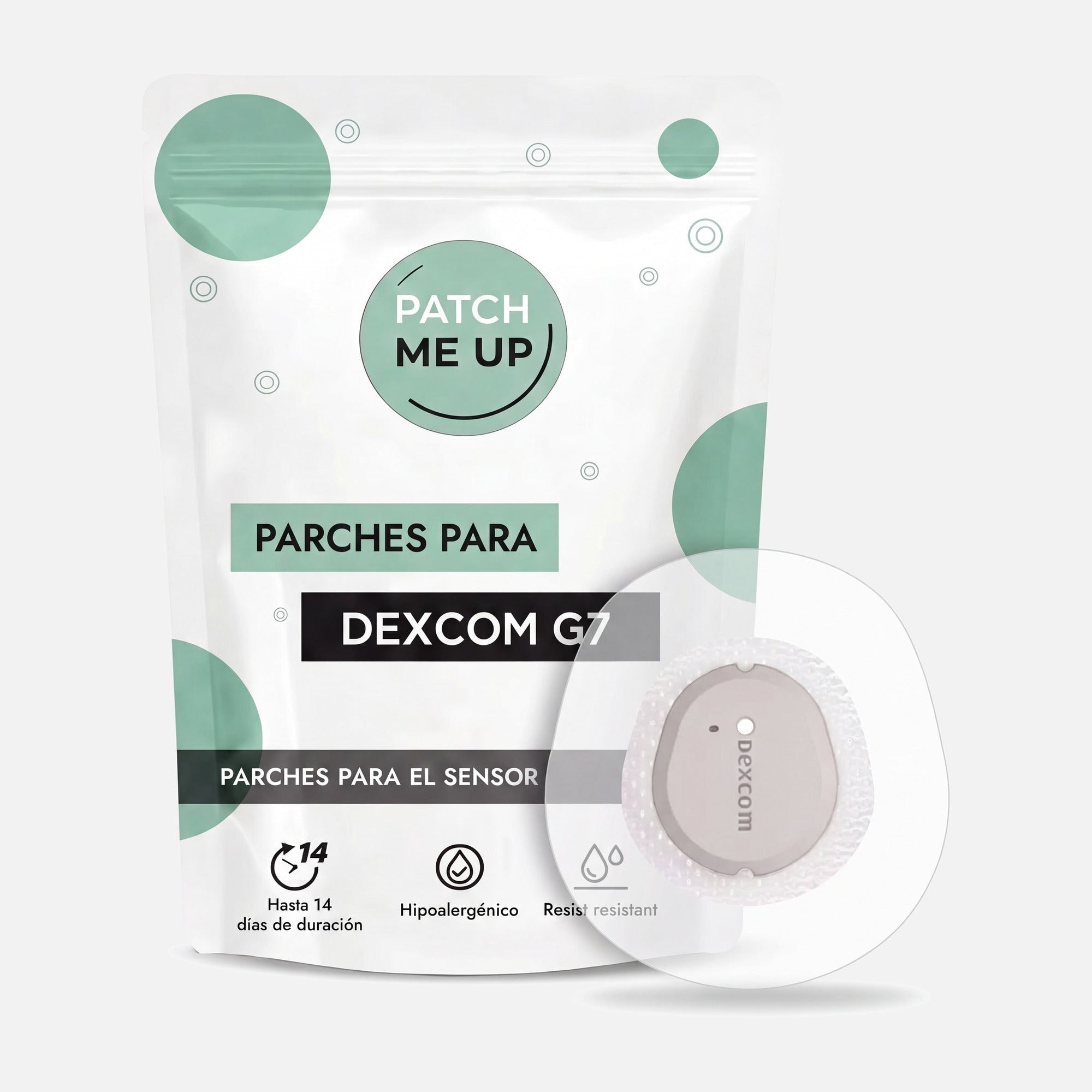 Parches Patch Me Up para sensor Dexcom G7, transparentes