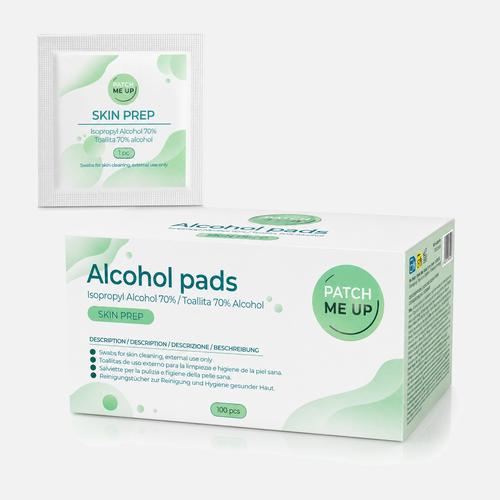 Toallitas de alcohol isopropílico 70% Patch Me Up, 100 monodosis