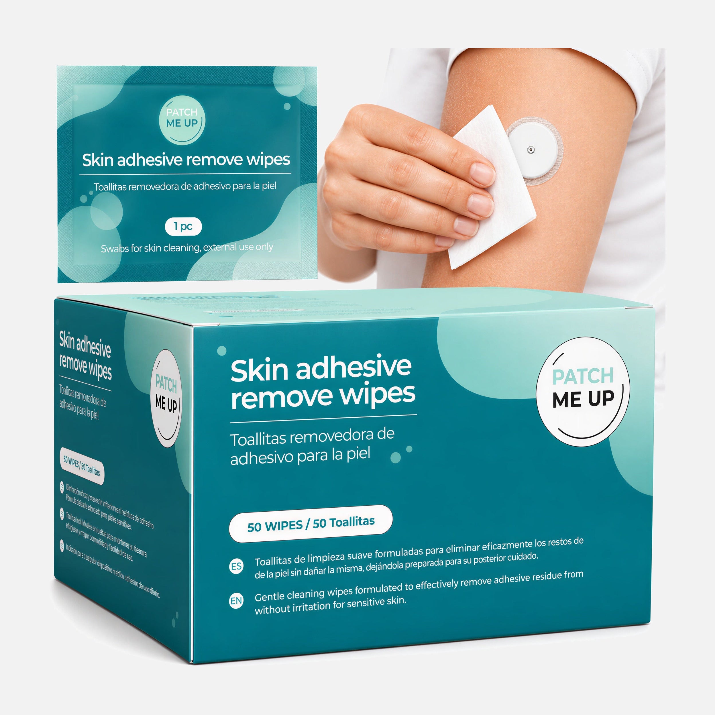 Toallitas removedoras de adhesivo con aloe vera Patch Me Up, 50 uds